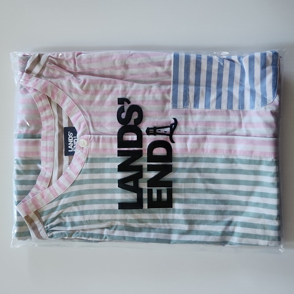 Lands' End multicolor stripe tunic preppy poplin longsleeve NWT size 2X - Picture 2 of 5